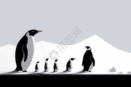 雪地的企鹅卡通图片