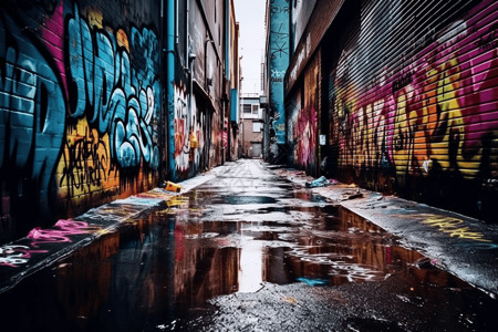 雨后的小巷道路巷间高清图片