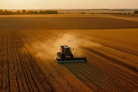 整齐的田地农场机器高清图片