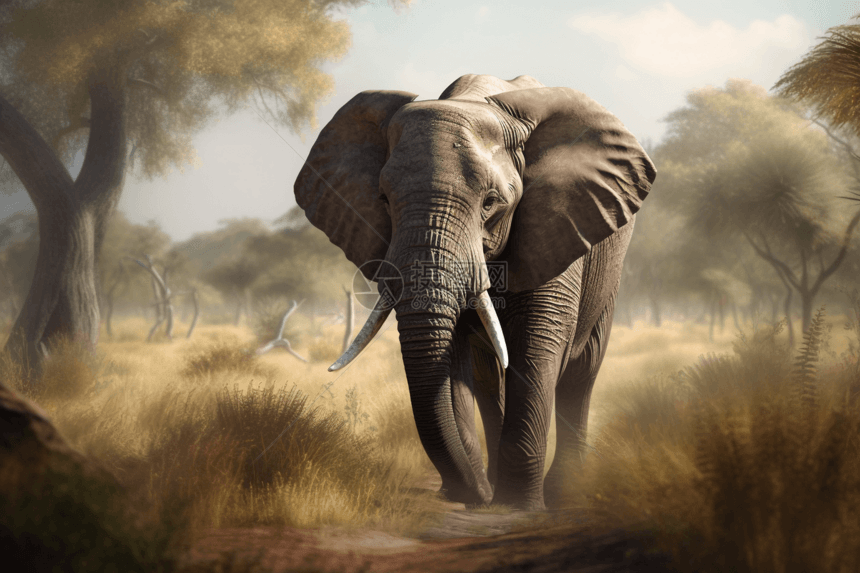 行走的大象图片