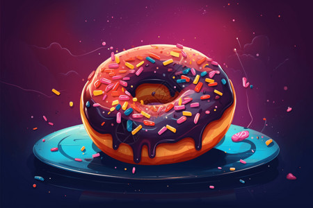 糖粉卡通版的甜甜圈插画
