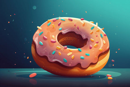 糖粉甜甜圈插图插画