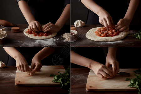 制作披萨的过程高清图片