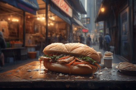 烤海鲜烤奶酪三明治设计图片