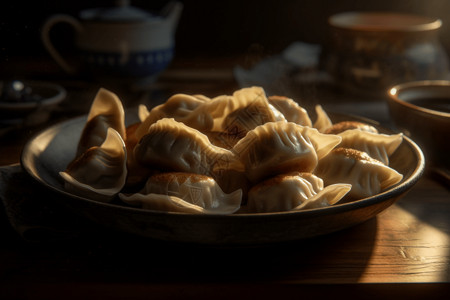 煎饺视角煎饺食材高清图片