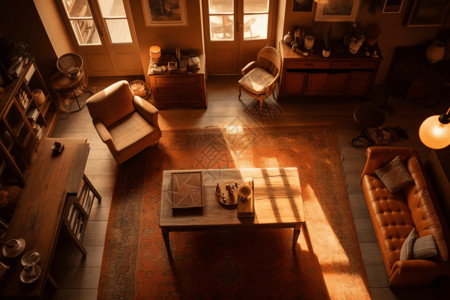 木艺茶桌复古客厅背景图片