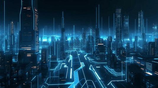 科技感的城市建筑背景图片