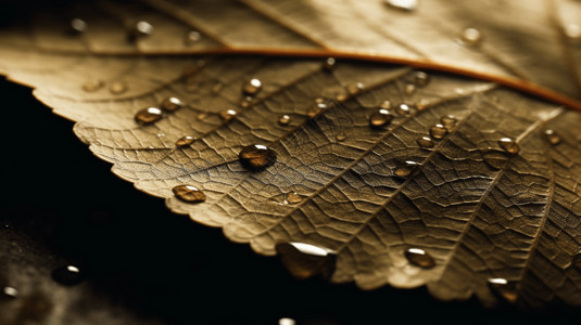 被雨水打湿的树叶图片