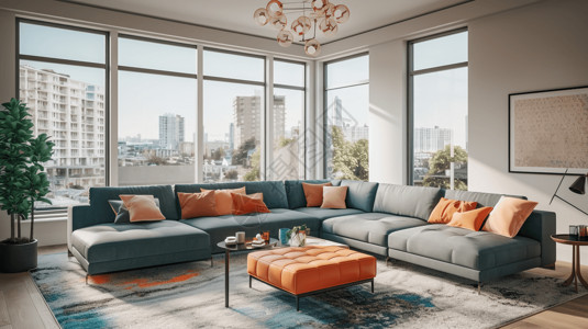 彩色沙发靠垫的客厅背景图片