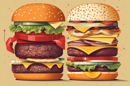 牛肉三明治美味的汉堡插画