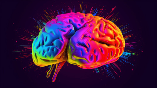 人脑的作用和功能3D卡通插图图片