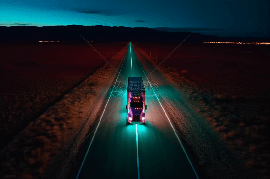 自动驾驶卡车3D渲染图图片