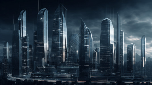 未来城市3D设计图背景图片
