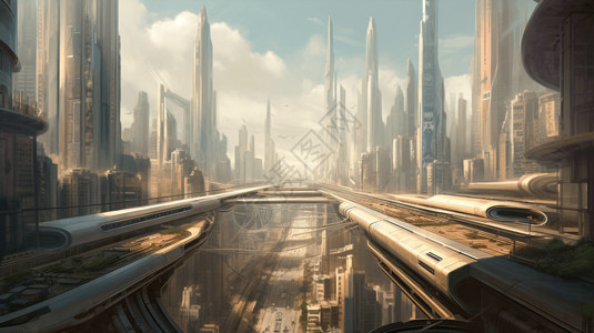科幻大都市的插图背景图片