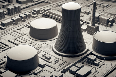 冷却塔核电站3D设计图设计图片