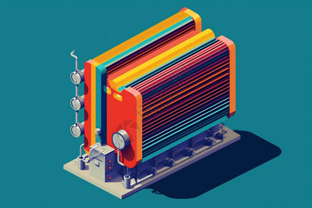 能源交换器的彩色平面插图背景图片