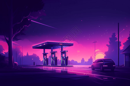 空无一人的加油站背景图片