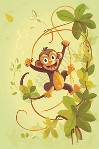 蹦蹦跳跳的顽皮猴背景图片
