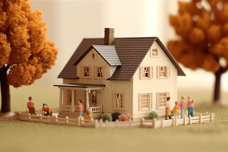 温馨幸福的住宅模型背景图片