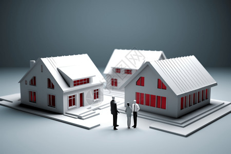 客户谈判房屋销售和客户的模型设计图片