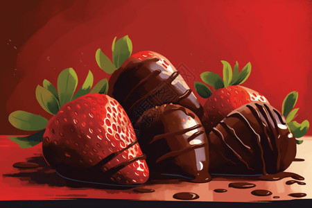 巧克力草莓甜点图片