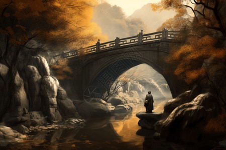 山涧石桥平面插图图片