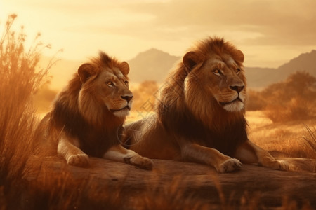 大草原上雄伟的狮子背景图片