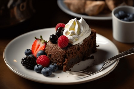 美味的奶油巧克力蛋糕图片