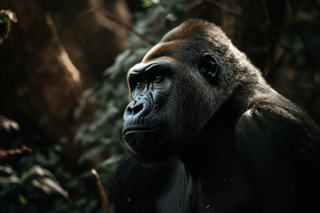 森林中雄壮的大猩猩图片