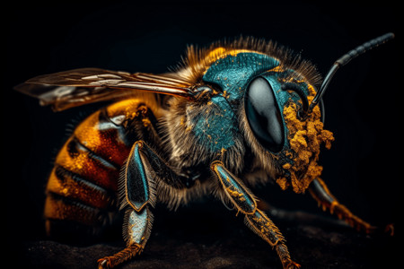 蜜蜂采蜜忙探索觅食的蜜蜂插画