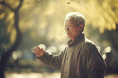 老人在练习太极拳图片