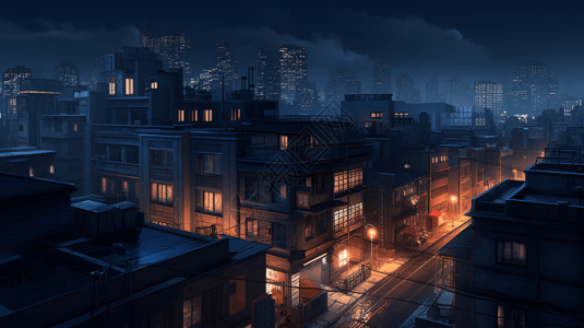 未来派城市夜生活插图背景图片