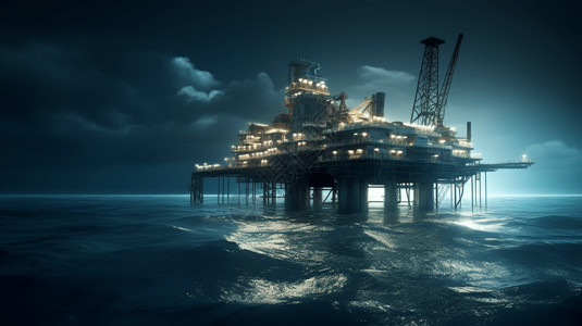 海洋石油钻井平台3D概念图图片
