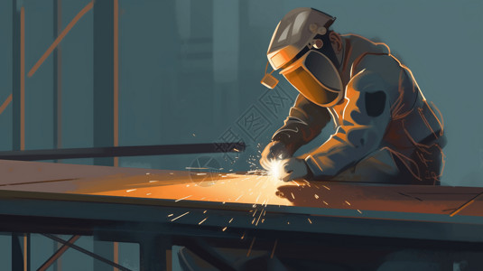 工厂焊工在施工现场的插图图片