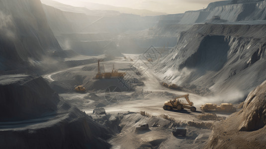 露天矿的采矿工作场景提取高清图片素材