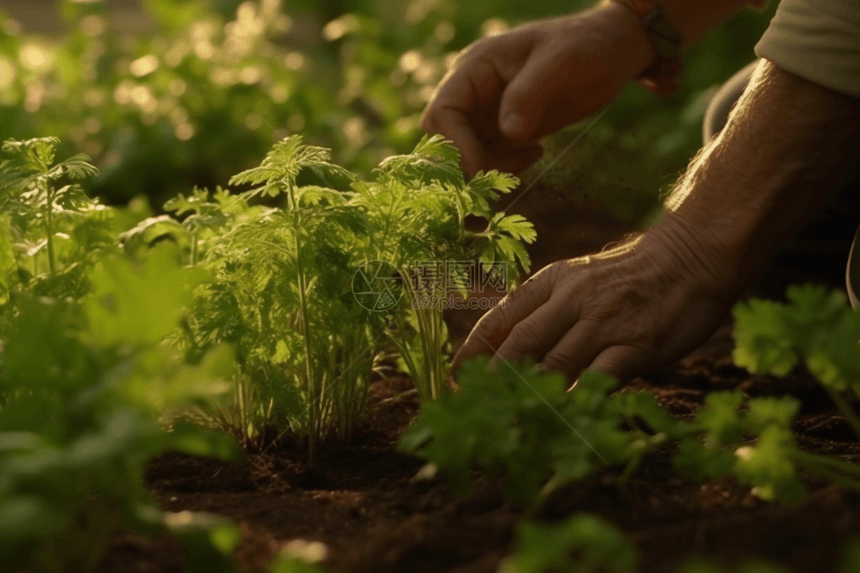 在花园中除草图片