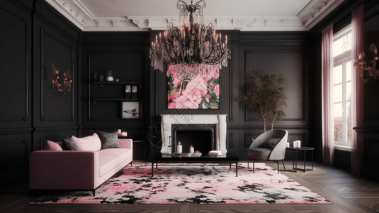 粉色的客厅装修设计图片