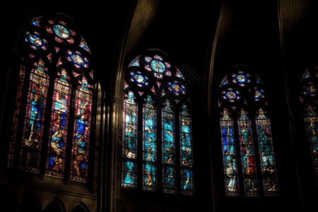 教堂彩色玻璃窗背景图片