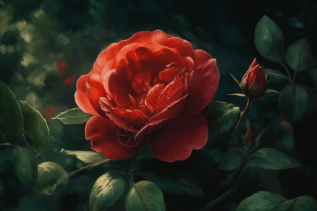 一朵红玫瑰一朵盛开的红玫瑰插画