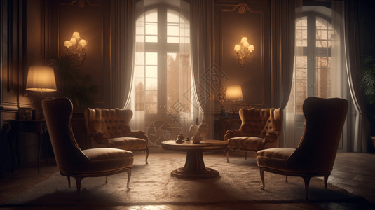 欧洲风格装饰的客厅沙发图片