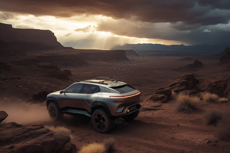 披头士座驾SUV座驾穿越沙漠背景