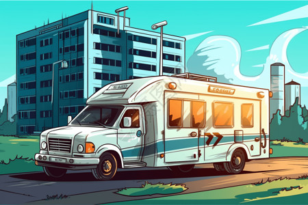动画风格救护车背景图片