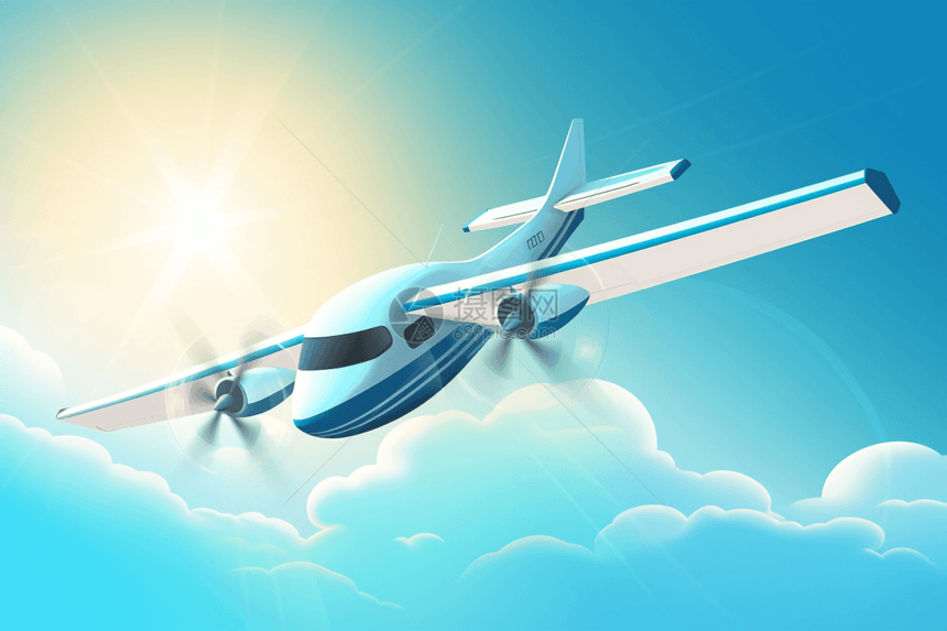 氢燃料电池飞机在晴朗的天空图片
