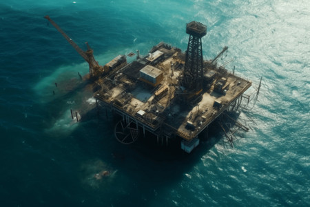 大型海上石油开采平台背景图片