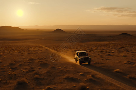 越野车旅行沙漠中的新能源越野设计图片