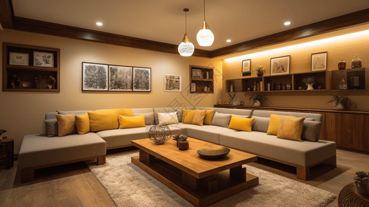 有l形组合沙发的现代家庭客厅图片