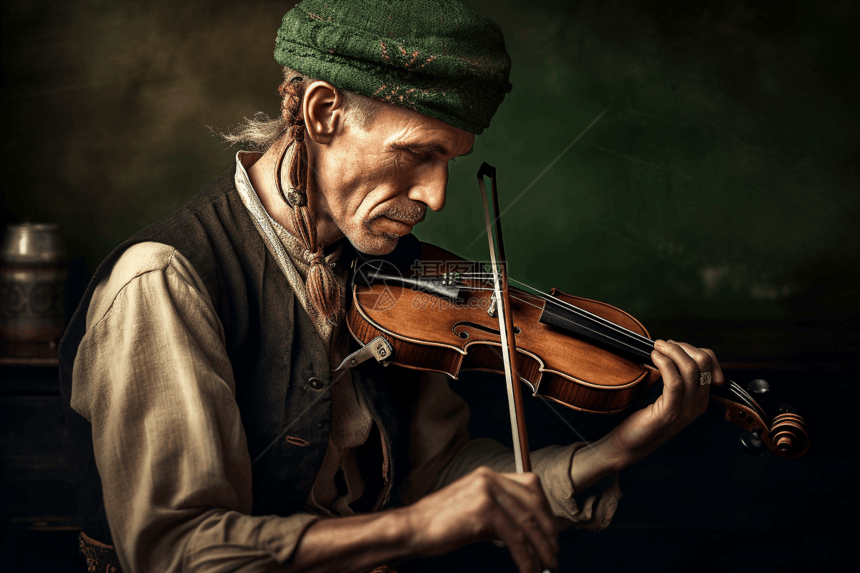 一个音乐家在拉小提琴图片