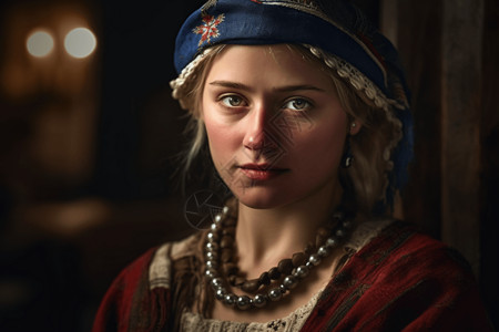 一个欧洲女性身穿传统服装图片