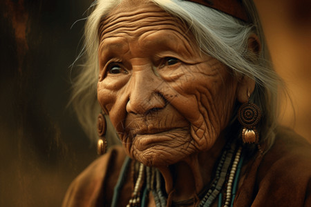 印第安头饰印第安老奶奶背景