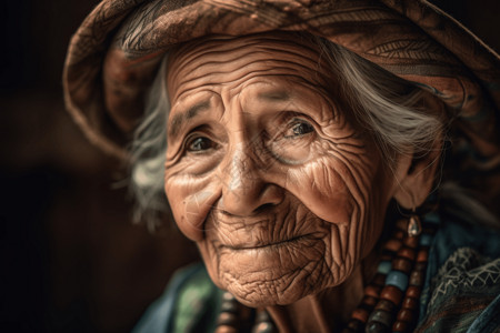 一位拉丁美洲老年妇女与传统服装高清图片